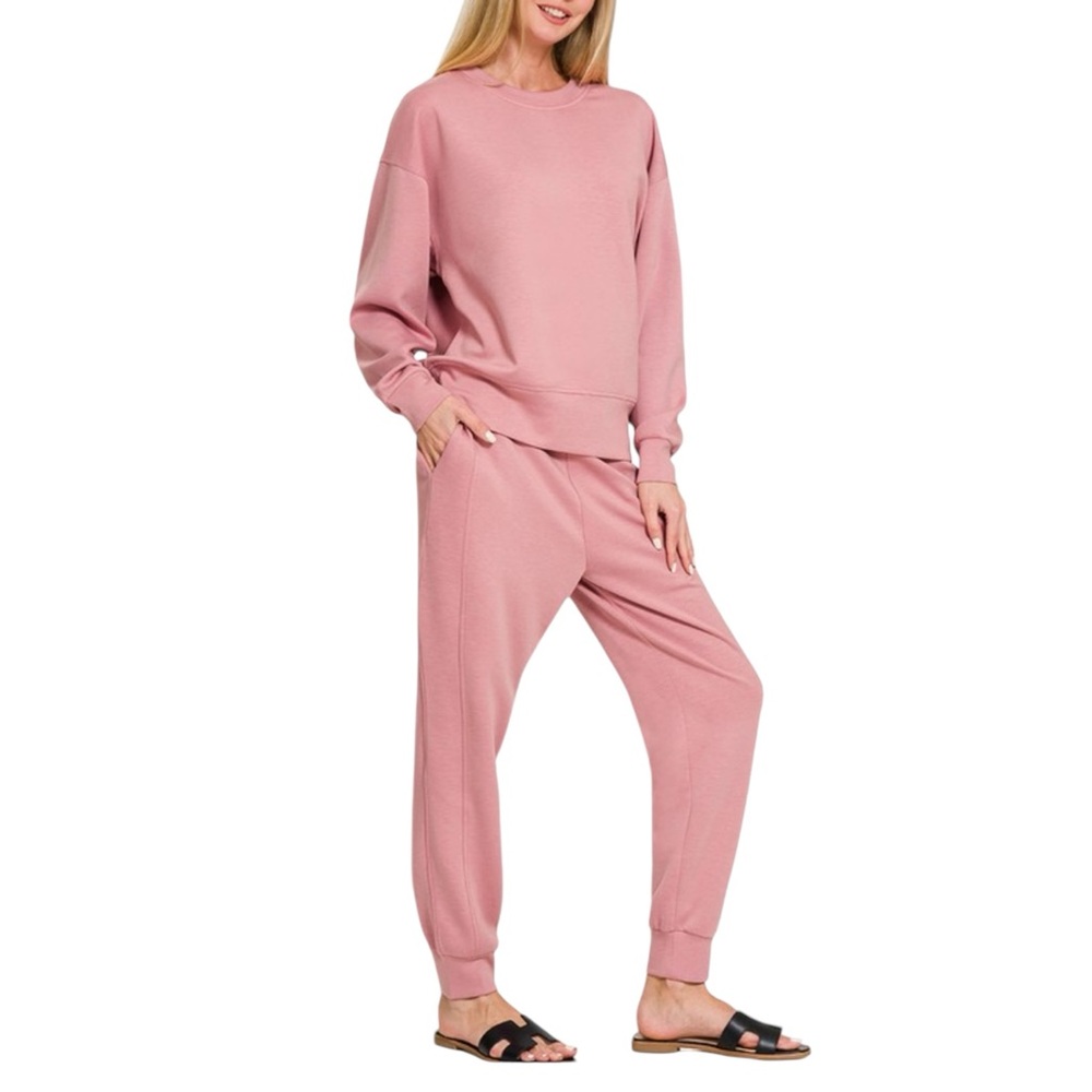 Pink Scuba Crewneck & Jogger 2 Piece Set